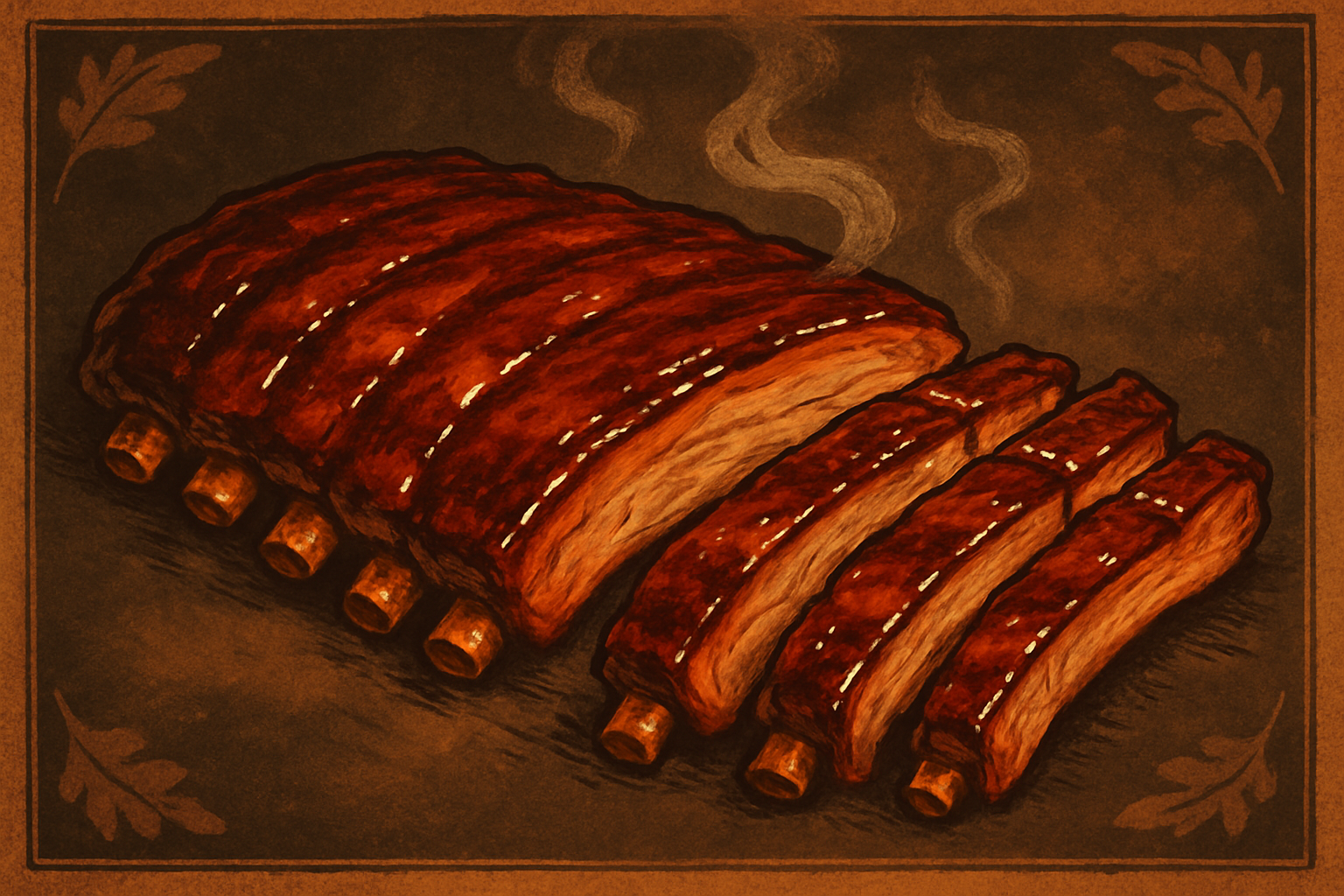 Illustration for Mae Mae's Mahogany Honey-Glazed Pork Ribs